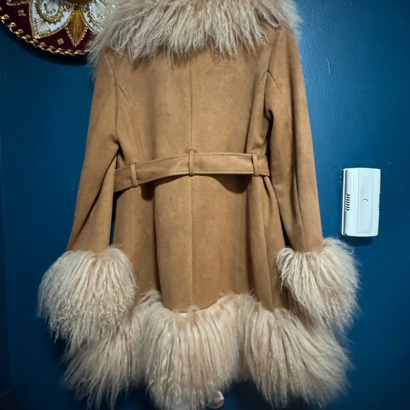 Charlotte Simone LULU Camel Faux Fur Trim Penny Lane Coat - Picture 5 of 11